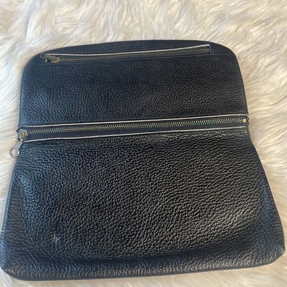Black Leather Vintage Clutch Purse, Brand Unknown 9 1/2 x 5 1/2” - Picture 5 of 7